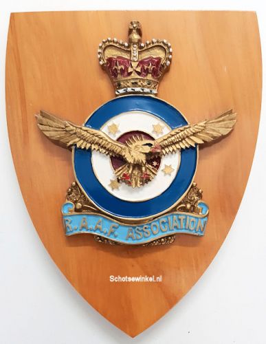 Wapenschild R.A.A.F. Association, 17.5 x 13 cm