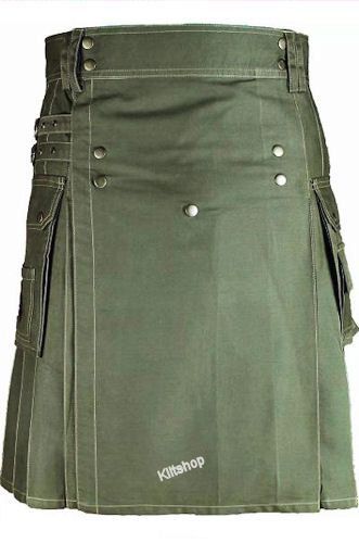 Budget Kilt, Utility Men's Kilt, Legergroen